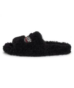 Balenciaga Furry Political Campaign Faux Shearling Slippers