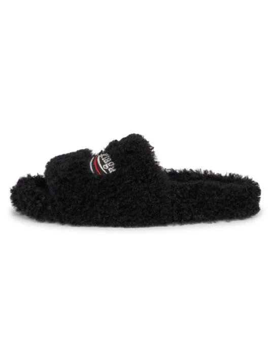 Balenciaga Furry Political Campaign Faux Shearling Slippers