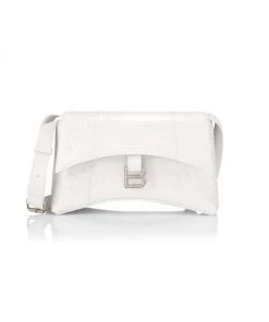 Balenciaga Hour Soft Croc-Embossed Leather Shoulder Bag