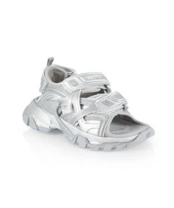 Balenciaga Little Kid's & Kid's Metallic Track Double Touch-Strap Sandals For Kids