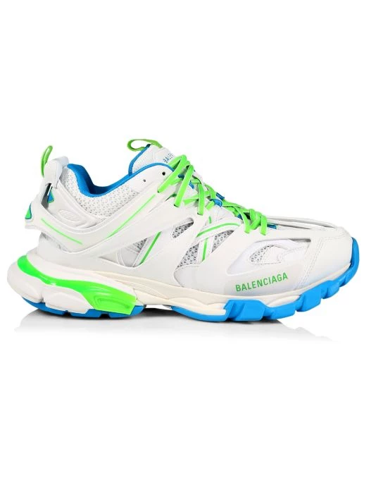 Balenciaga Track Lace-Up Sneakers For Men White Green Blue - Image 7