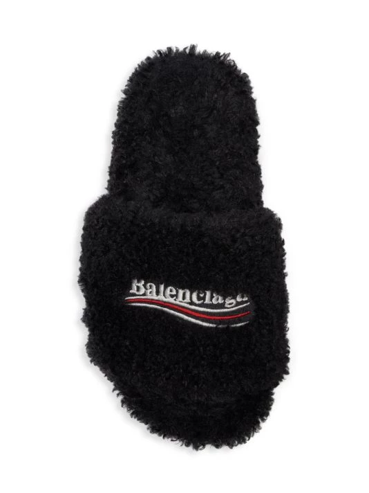 Balenciaga Furry Political Campaign Faux Shearling Slippers - Image 5
