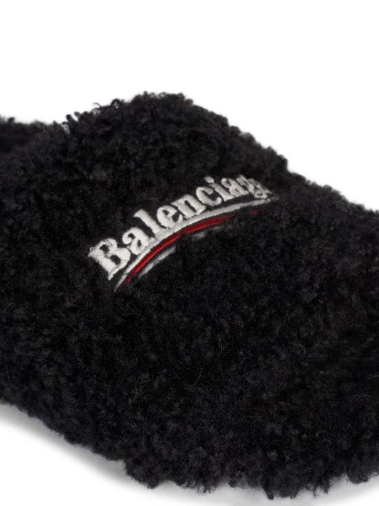 Balenciaga Furry Political Campaign Faux Shearling Slippers - Image 6