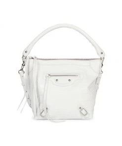 Balenciaga XS Neo Classic Croc-Embossed Leather Hobo Bag
