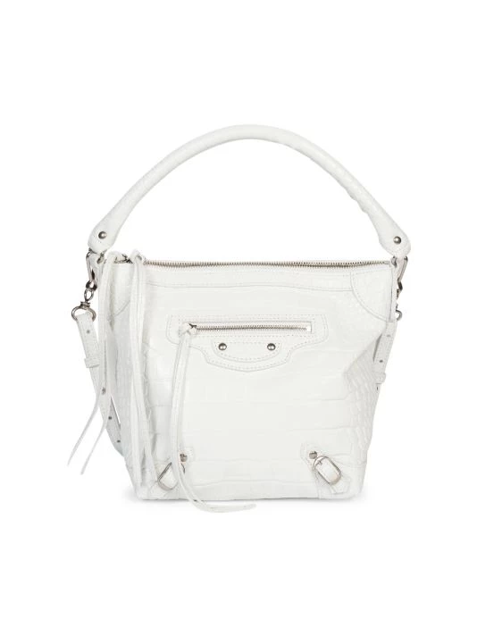 Balenciaga XS Neo Classic Croc-Embossed Leather Hobo Bag