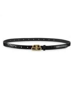 Balenciaga BB Super T Croc-Embossed Leather Belt