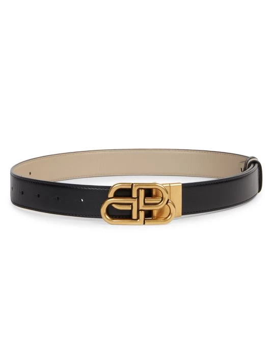Balenciaga BB Buckle Reversible Leather Belt