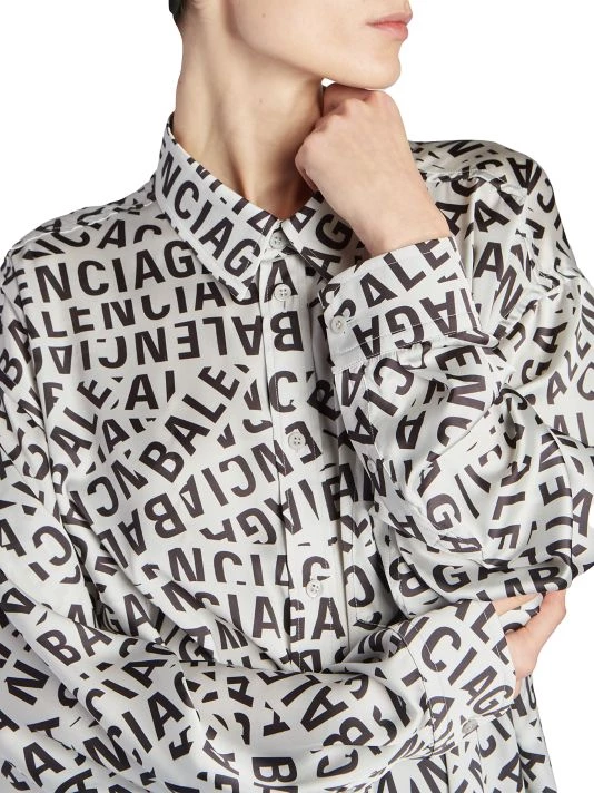 Balenciaga Logo Fluid Button-Up Blouse - Image 5