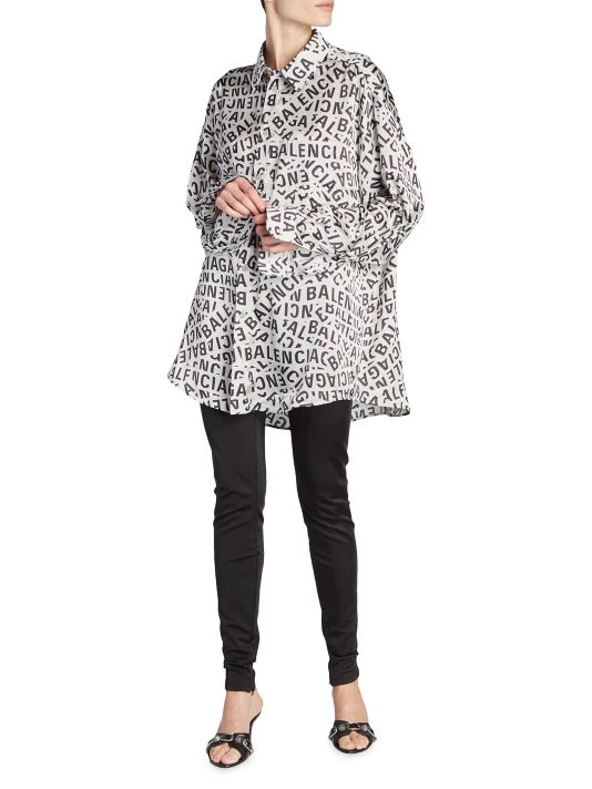 Balenciaga Logo Fluid Button-Up Blouse - Image 6