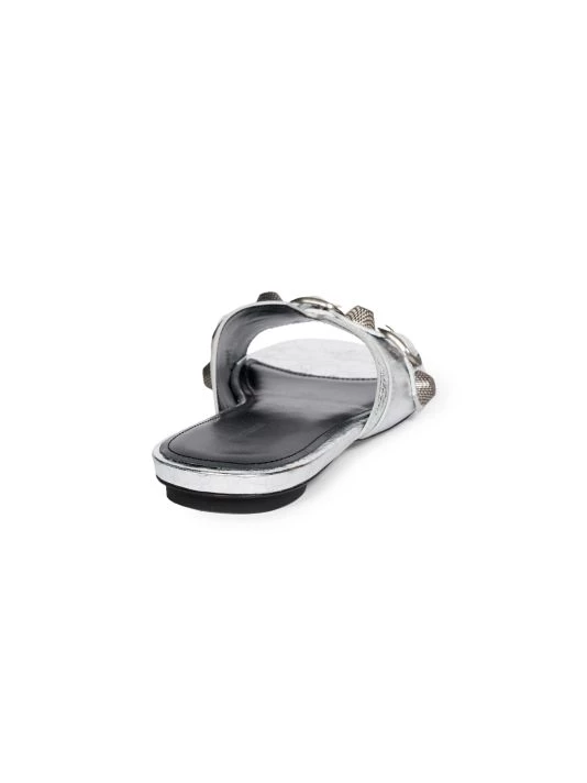 Balenciaga Cagole Metallic Leather Flat Sandals - Image 3