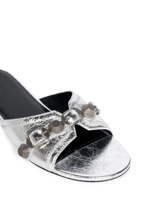 Balenciaga Cagole Metallic Leather Flat Sandals - Image 7