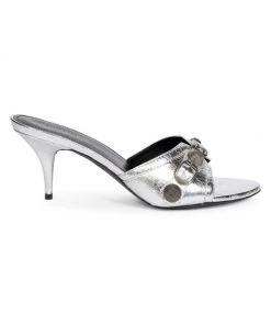 Balenciaga Cagole 70 Metallic Leather Mules