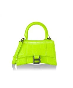 Balenciaga XS Hourglass Croc-Embossed Leather Top Handle Bag