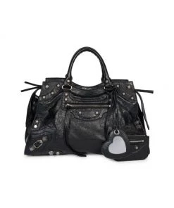Balenciaga Neo Cagole City Leather Satchel Black