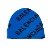 Balenciaga Allover Logo Wool Beanie Blue Black
