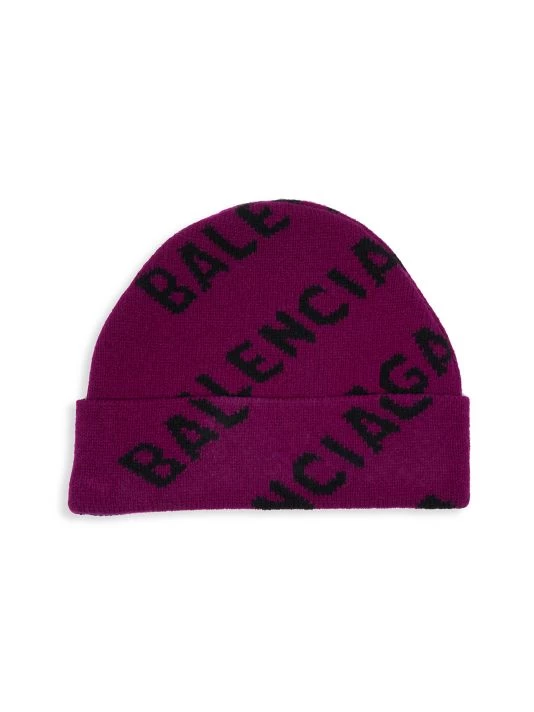 Balenciaga Allover Logo Wool Beanie Blue Black - Image 3