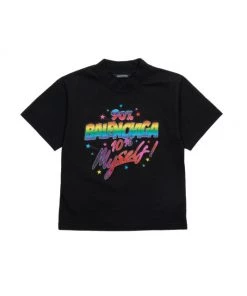 Balenciaga Little Kid's & Kid's Multicolored Washed T-Shirt For Kids Washed Black