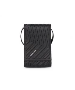 Balenciaga Car Phone Leather Pouch For Men Black