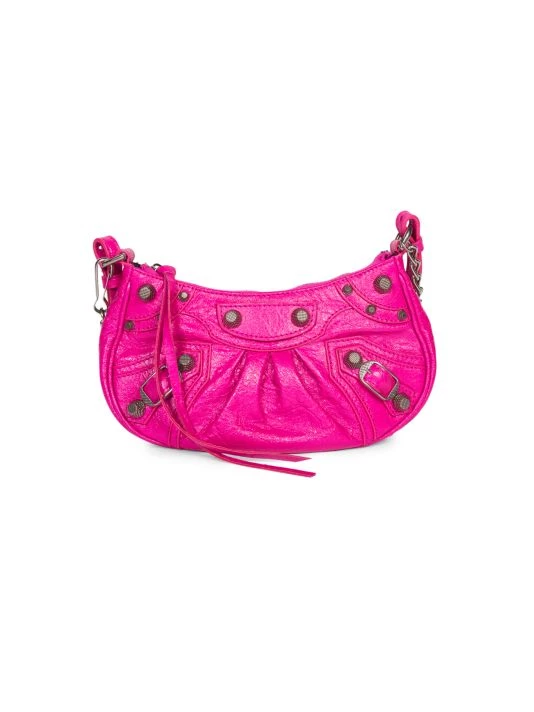Balenciaga Le Cagole Mini Leather Shoulder Bag Lipstick Pink - Image 7