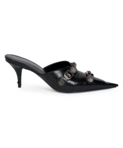 Balenciaga Cagole 70 Leather Point-Toe Mules