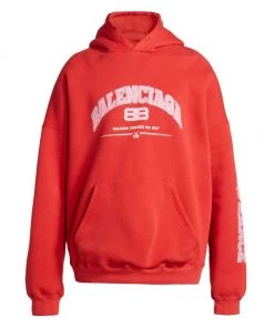 Balenciaga Wide-Fit Logo Hoodie Sweatshirt For Men