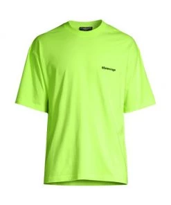 Balenciaga Logo Cotton T-Shirt For Men Fluo Yellow