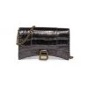 Balenciaga Hourglass Croc-Embossed Leather Wallet-On-Chain Beige