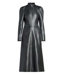 Balenciaga Fitted Fetish Leather Midi-Dress
